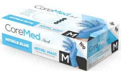 CoreMed M Beden Nitril Pudrasız Muayene Eldiveni Mavi
