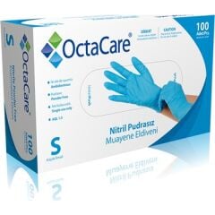 OctaCare S Beden Nitril Pudrasız Muayene Eldiveni Mavi