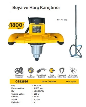 ÖZ BAHAR BOYA VE HARÇ KARIŞTIRICI 1800WATT