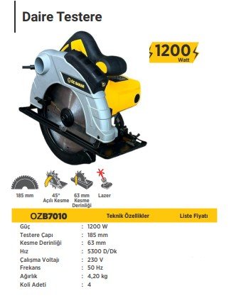 ÖZ BAHAR DAİRE TESTERE 1200WATT