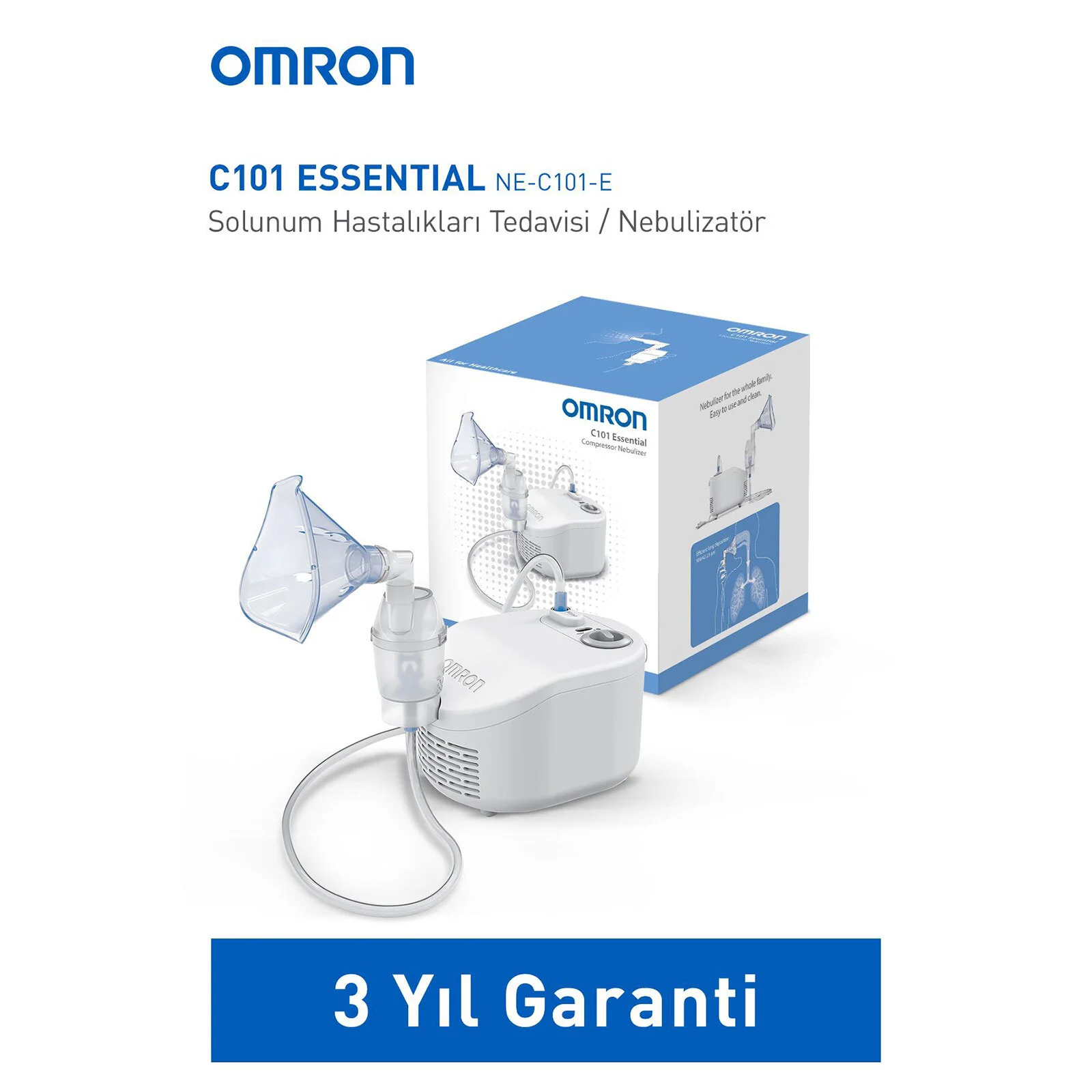 Omron C101 Essential Kompresörlü Nebülizatör | Evde Kolay Solunum Tedavisi